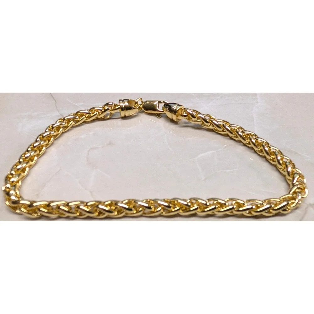 New 14K GF Gold Filled Wheat Chain Bracelet 7.25